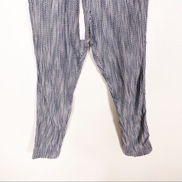Free People Blue and White Striped Skinny Leg Cotton Soft Pants - Picture 4 of 8